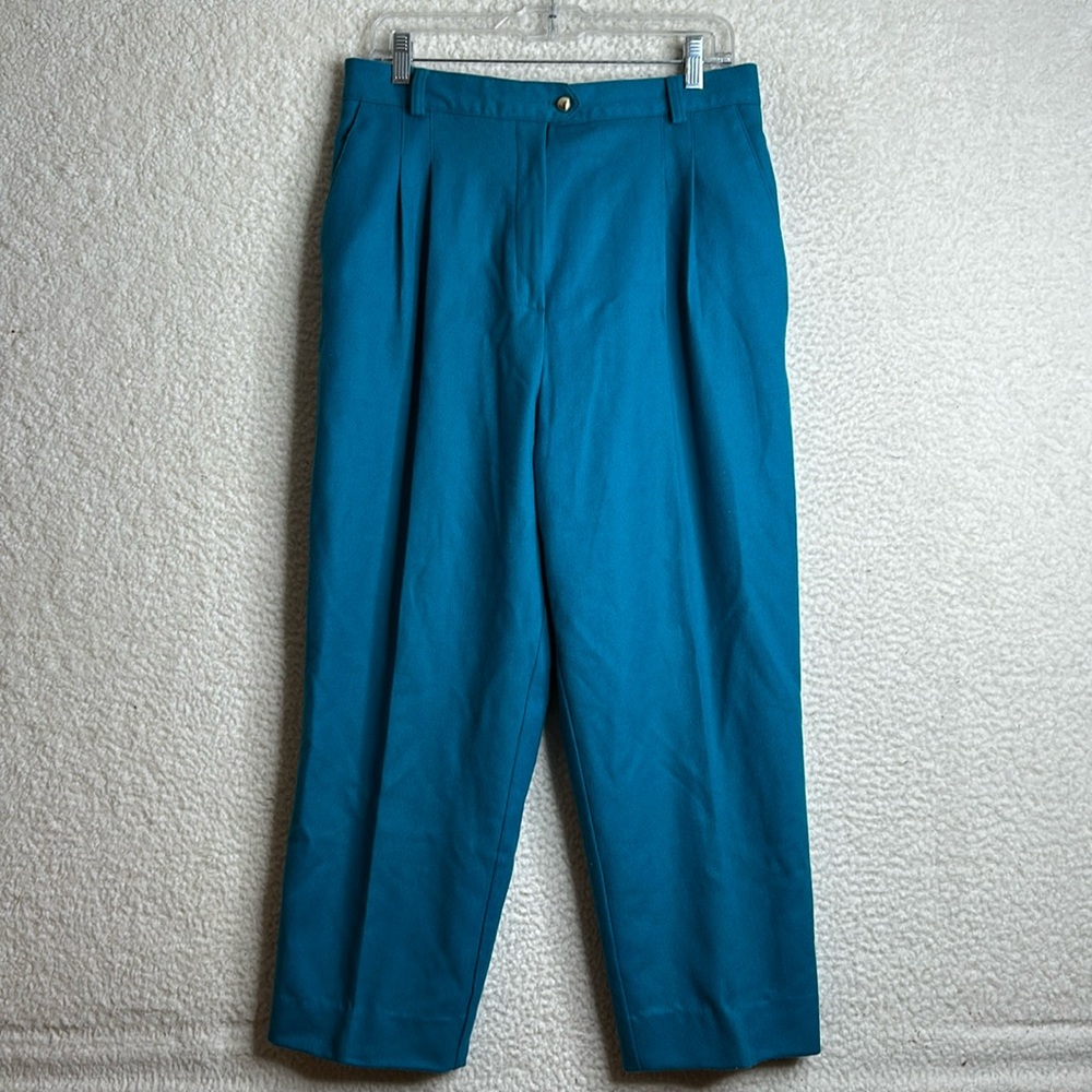 Vintage Potomac Collection Womens Blue Wool Elastic Waist Pants Size 16